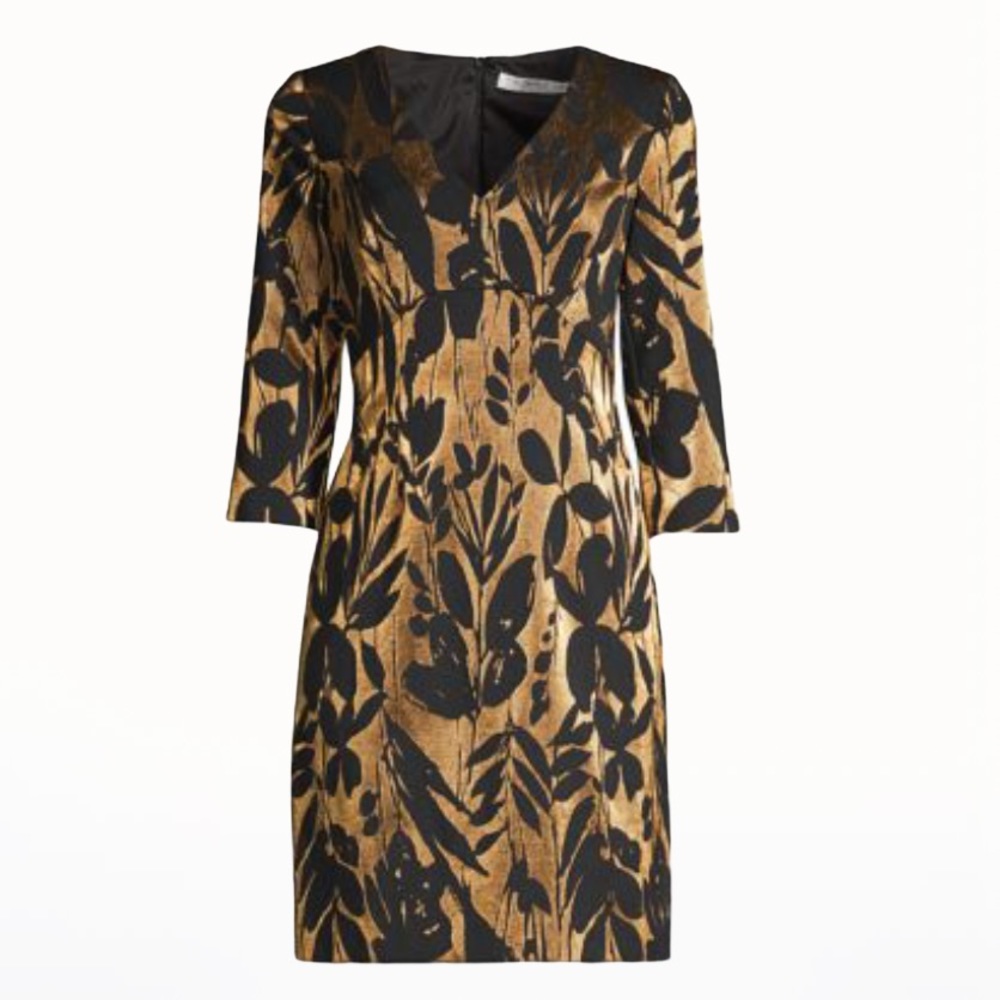 Trina Turk Muni Metallic Jacquard Sheath Dress -10 - Picture 4 of 16